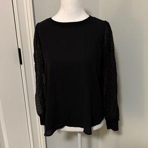 LOFT Black Long Sleeve Holiday Party Top